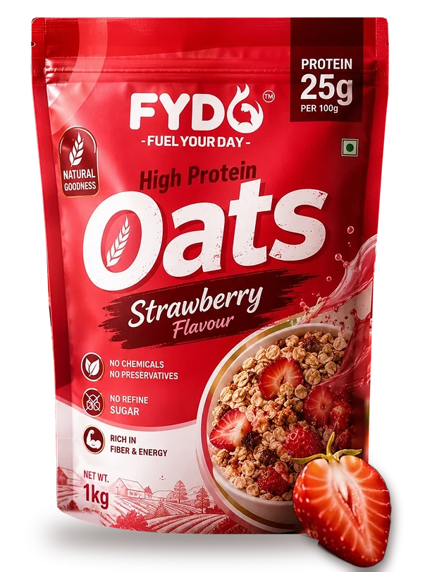 FYDO High Protein Oats, Strawberry Flavour, 1 kg pouch